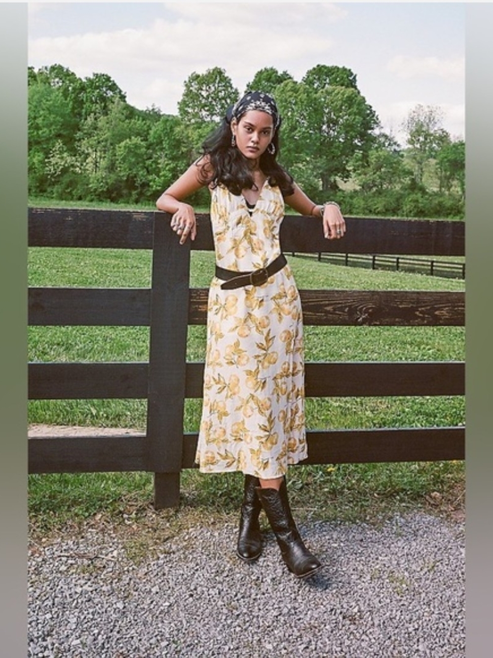 Urban Outfitters Yellow Floral Midi Slip Dress